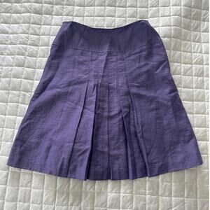 Vinatge JANA KOS Womens Skirt Purple Knee Length Pleated Linen Blend Spring  6